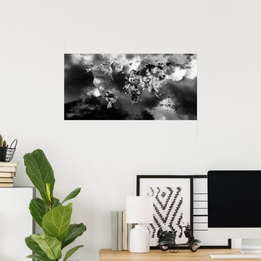 Wolken-Weltkarte Poster (Heimbüro)