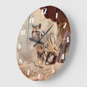 Wolkendecke Landschaftsbild exotische Tierwelt Große Wanduhr (Winkel)