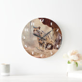 Wolkendecke Landschaftsbild exotische Tierwelt Große Wanduhr (Zuhause)