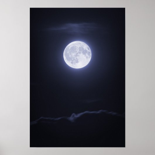 Wolkendecke Vollmond Poster (Vorne)