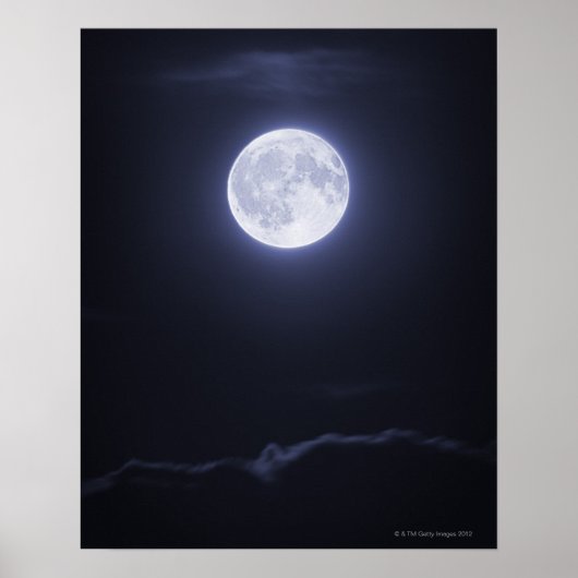 Wolkendecke Vollmond Poster (Vorne)
