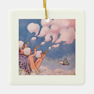 Wolkenfeen beim Wolkenmachen Keramikornament