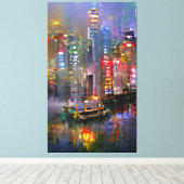 Wolkenkratzer - Abstrakte Malerei Leinwanddruck (Insitu (Holzboden))