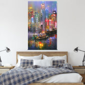 Wolkenkratzer - Abstrakte Malerei Leinwanddruck (Insitu (Schlafzimmer))