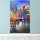 Wolkenkratzer - Abstrakte Malerei Leinwanddruck (Insitu (Holzboden))