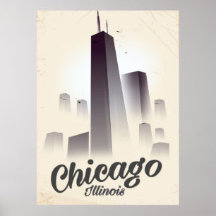 Wolkenkratzer aus Chicago Reiseplakat Poster