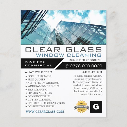 Wolkenkratzer, Fensterreiniger, Reinigung der Werb Flyer (Vorne)