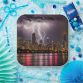 Wolkenkratzer in Chicago mit Blitzen Pappteller (Party)