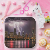 Wolkenkratzer in Chicago mit Blitzen Pappteller (Party)