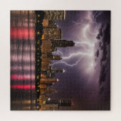 Wolkenkratzer in Chicago mit Blitzen Puzzle (Horizontal)
