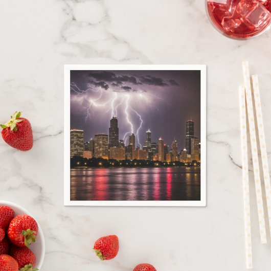 Wolkenkratzer in Chicago mit Blitzen Serviette (Beispiel)