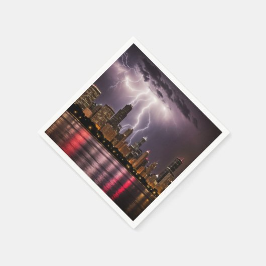 Wolkenkratzer in Chicago mit Blitzen Serviette (Ecke)