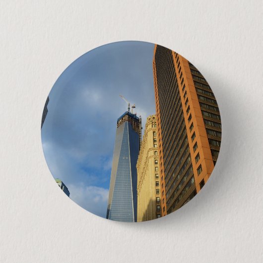 Wolkenkratzer-Reflektionen von New York Button (Vorderseite)