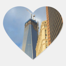 Wolkenkratzer-Reflektionen von New York Herz-Aufkleber