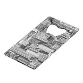 Wolkenkratzer Stadt Isometric Seamless Textur Geldbeutel Flaschenöffner (Rückseite Schrägansicht)