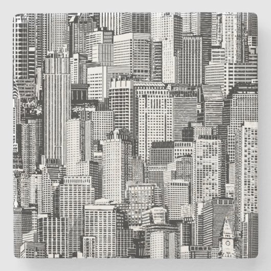 Wolkenkratzer Stadt Isometric Seamless Textur Steinuntersetzer (Vorderseite)