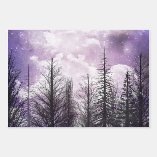 Wolkenkratzer Winter Lila Pinienwald Geschenkpapier Set (Vorderseite 2)
