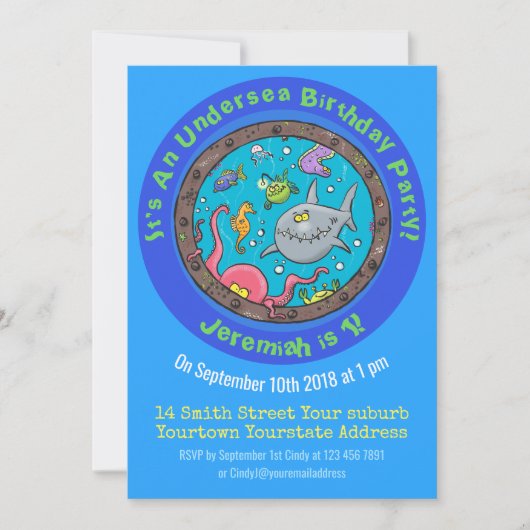 Wolkenlebewesen im Cartoon des Schiffshafens Einladung (Vorderseite)