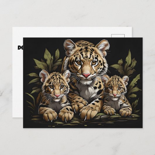 Wolkenleopard mit Naben Postkarte (Vorne/Hinten)