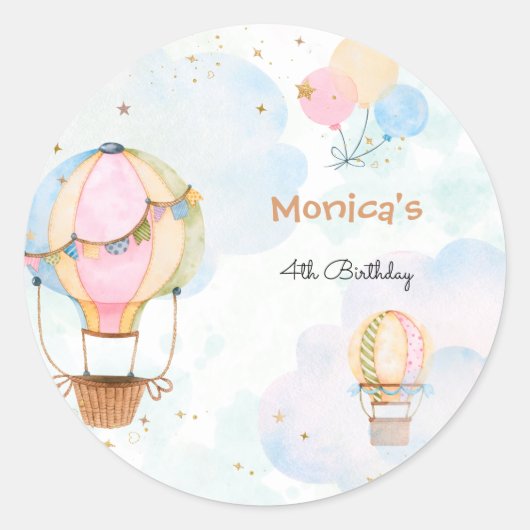 Wolkenluftballons Kindergeburtstag Runder Aufkleber (Vorderseite)