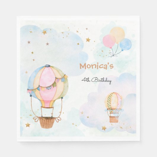 Wolkenluftballons Kindergeburtstag Serviette (Vorderseite)