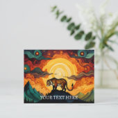 Wolkenmeer Tiger Sonnenuntergang Abstrakte Malerei Postkarte (Stehend Vorderseite)