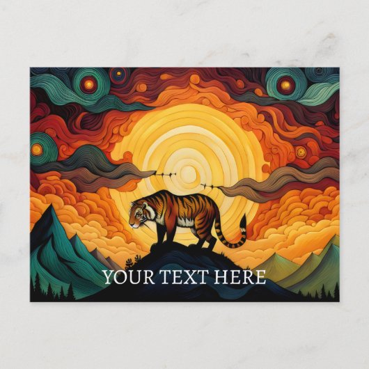 Wolkenmeer Tiger Sonnenuntergang Abstrakte Malerei Postkarte (Vorderseite)