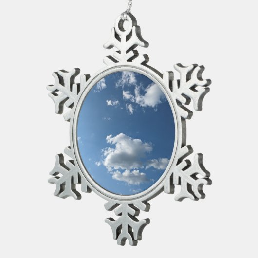 Wolkenpflaster Schneeflocken Zinn-Ornament (Rechts)
