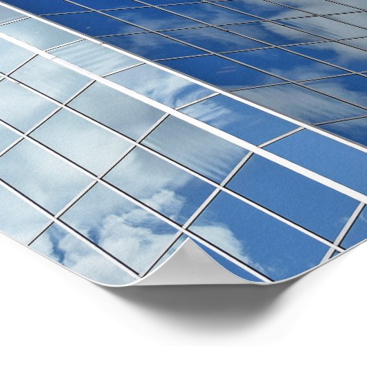 Wolkenreflexion im Wolkenkratzer Poster (Ecke)