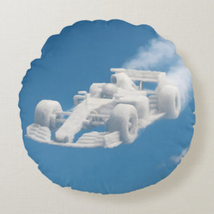 Wolkenrennfahrer, surrealer F1-Himmelskunst-Wurfki Rundes Kissen