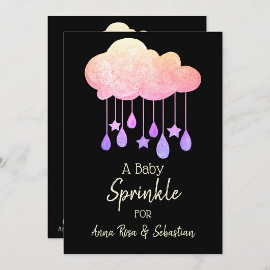 *~* Wolkenstars Regen fällt Sprinkle Einladung (Vorne/Hinten)