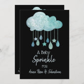 *~* Wolkenstrahlen Regenfälle Sprinkle Einladung (Vorne/Hinten)