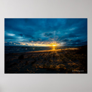 Wolkenuntergang Sonnenaufgang über Hammond Bay Poster
