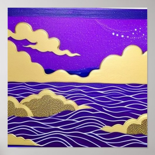 wolkiges Meer in der Nacht Poster (Vorne)