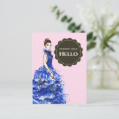 Woll einfach Hallo Lady mit Funkelnd Blue Gown Postkarte (Stehend Vorderseite)