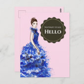 Woll einfach Hallo Lady mit Funkelnd Blue Gown Postkarte (Vorne/Hinten)