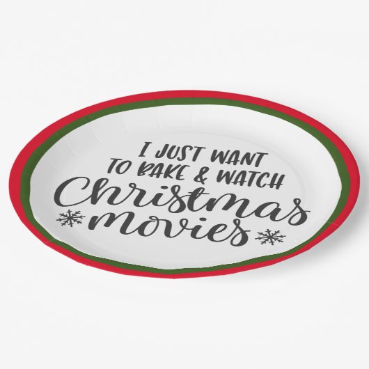 Woll einfach Weihnachtsfilme zum Bake & Schau Pappteller (Schrägansicht)
