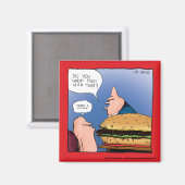 Woll Fries damit? Cartoon Magnet (Vorderseite/Rückseite)