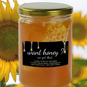 Woll Honey? Gold Honig Tropfen Schwarzes Etikett Adressaufkleber