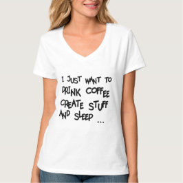 Woll, KAFFEE ZU TRINKEN - V-Nacken-T - Shirt