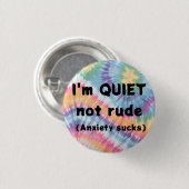 Woll nicht, das 3 cm lange Abzeichen zu sprechen Button (Vorne & Hinten)