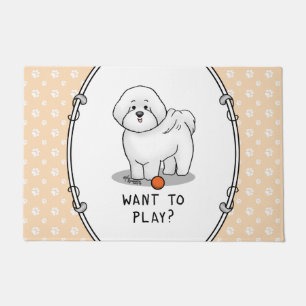 Woll zu spielen? Bichon Frise Hund mit Ball - Nied Fußmatte