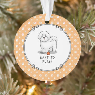Woll zu spielen? Bichon Frise Hund mit Ball - Nied Ornament