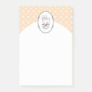 Woll zu spielen? Bichon Frise Hund mit Ball - Nied Post-it Klebezettel