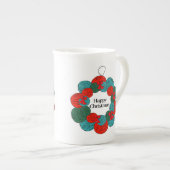 Wollbälle pompösen Weihnachtskranz Porzellantasse (Vorderseite Rechts)