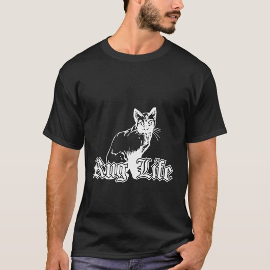 Wolldecke-Leben - Gangsta Katze T-Shirt (Vorderseite)