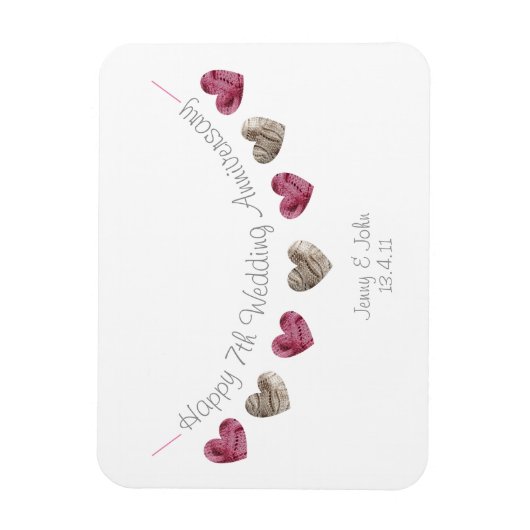 Wolle 7. Hochzeitstag Geschenk Magnet (Vertikal)