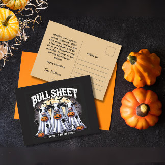 Wolle Halloween Bull Sheet Bull Ghost Postkarte