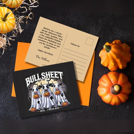 Wolle Halloween Bull Sheet Bull Ghost Postkarte
