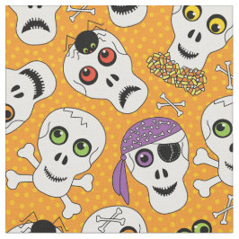 Wolle Halloween Skulls auf Orange Pattern Stoff